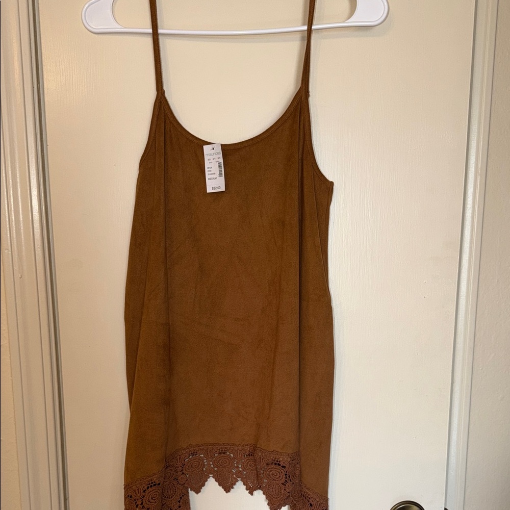 Maurices suede-like lace bottom tank top - NWT